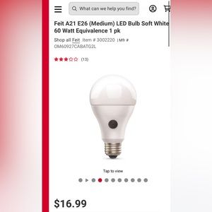 Feit A21 E26 (Medium) LED Bulb Soft White 60 Watt Equivalence 1 pk